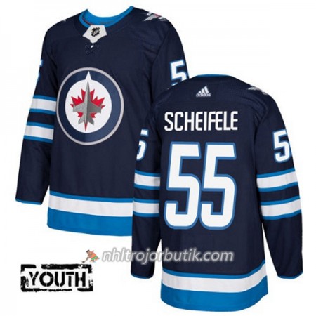Barn Ishockey Winnipeg Jets Tröja Mark Scheifele 55 Adidas 2017-2018 Marinblå Authentic